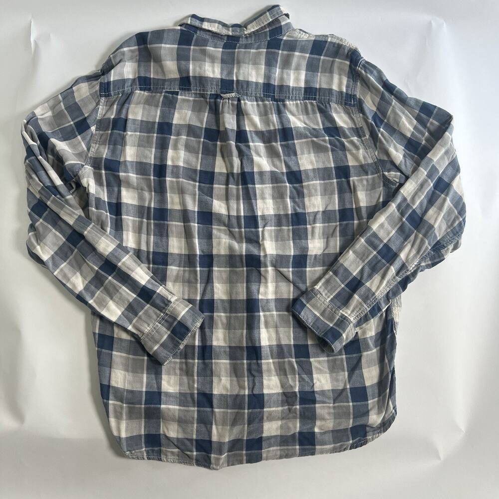 G.H. Bass &‎ Co. Men's Blue/Gray/White Plaid Woven Cotton Button-Up XL Pockets - Picture 5 of 8